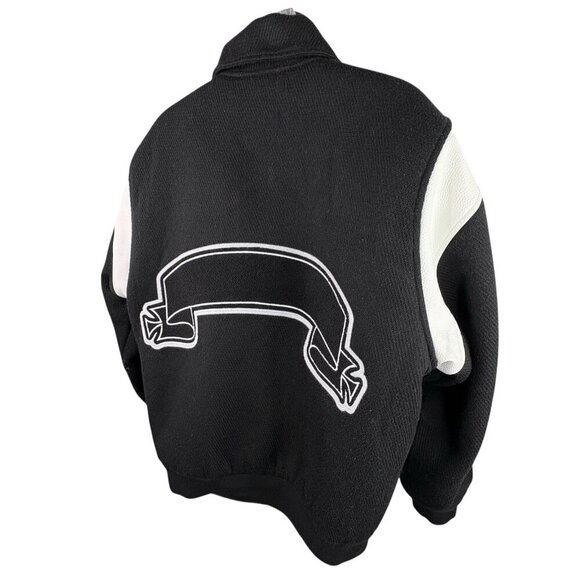 ASK YURSELF Banned Varsity Jacket Black White Men’s M Unisex Women’s XL Academia - Picture 1 of 16
